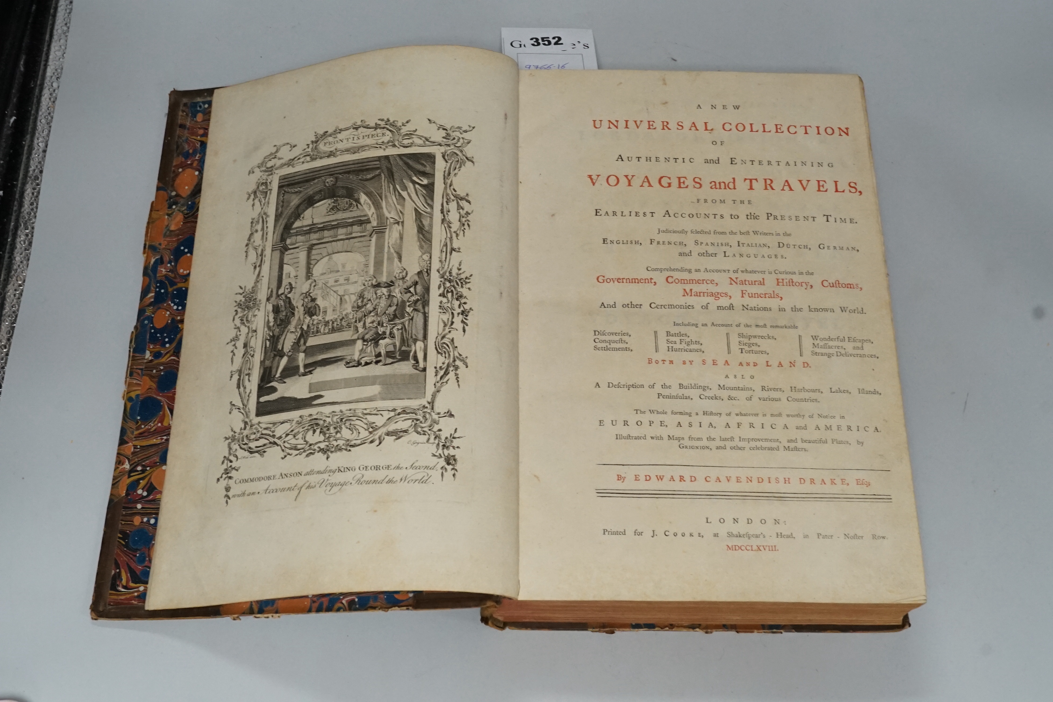 Drake, Edward Cavendish - A New Universal Collection of Authentic and Entertaining Voyages and Travels, from the Earliest Accounts of the Present Time, London, 1768, should have 56 plates, 8 maps, one folding map